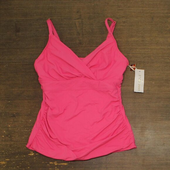 Anne Cole Womens Surplice Underwire Tankini Swim Top Pink Glow 36DD/38D - Picture 1 of 7